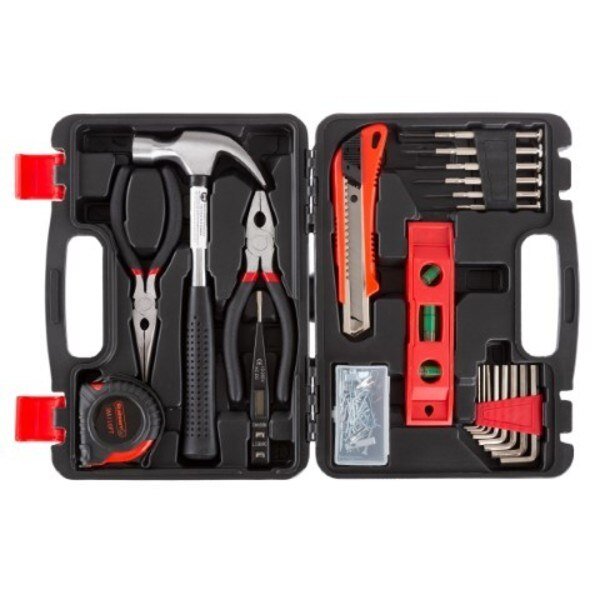 Tool Kit, 102 Heat-Treated Pieces with Carrying Case, Essential Steel Hand Tool and Basic Repair Set, Fleming Supply, Mfr#: 912089IYL